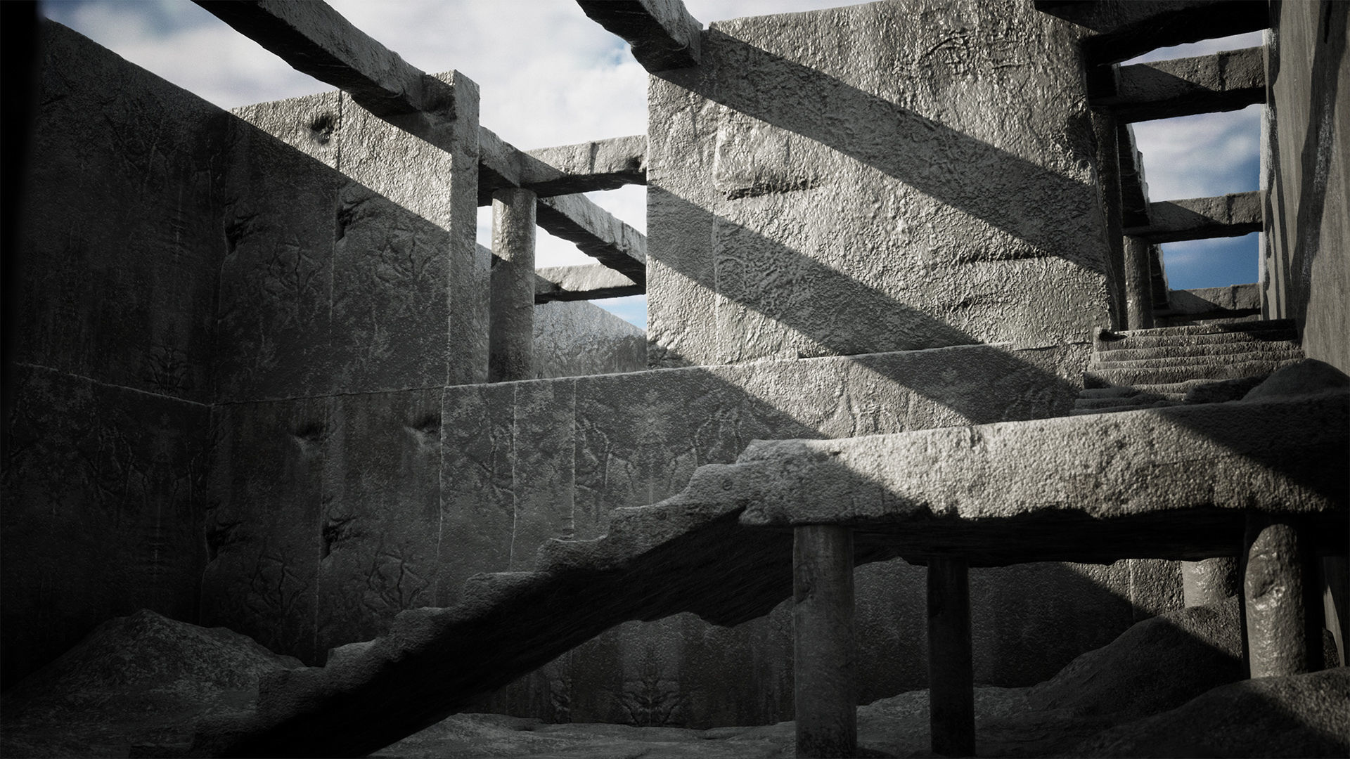 Modular Concrete Pack 10 Assets Low-poly 3D model_3