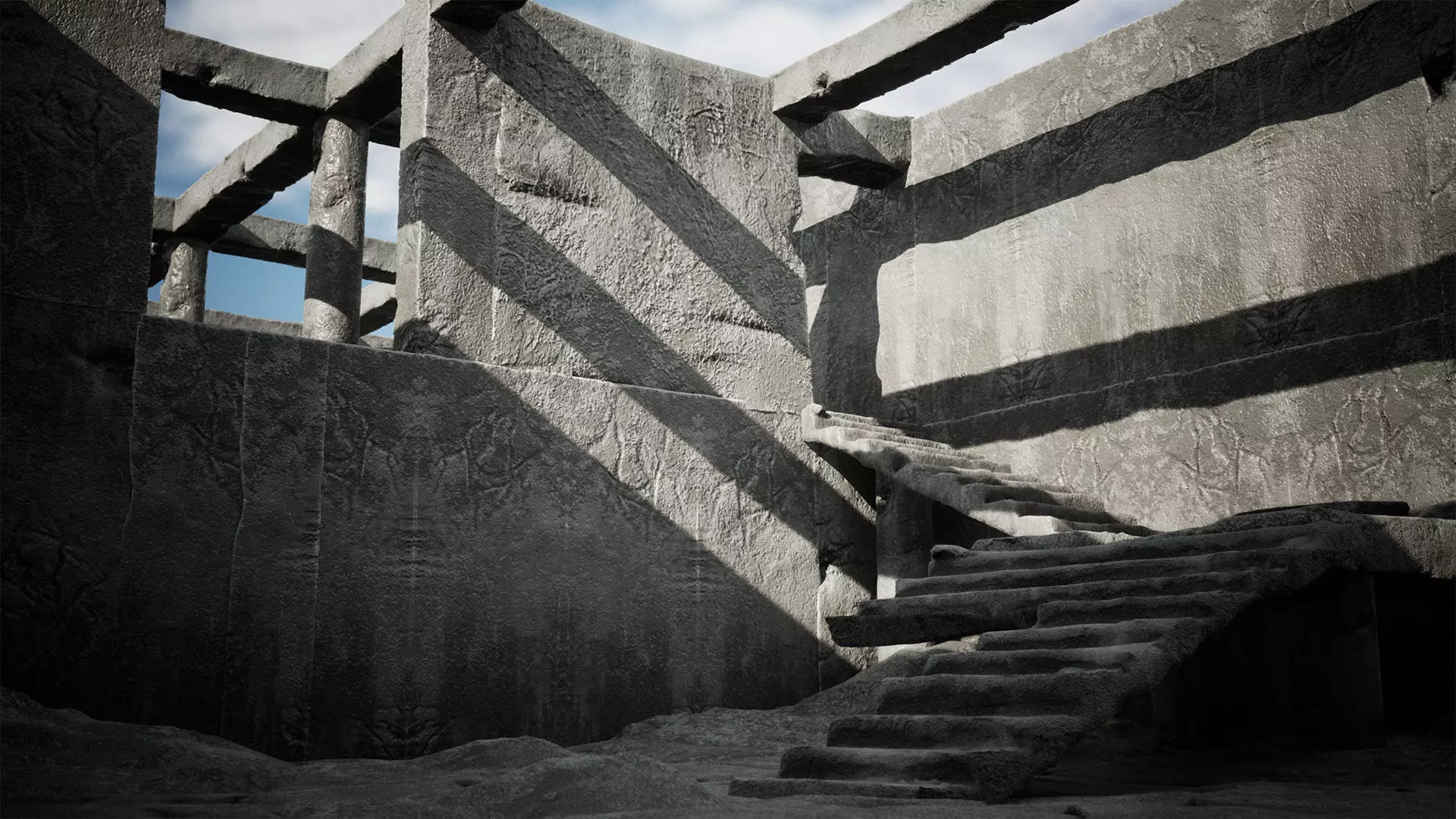 Modular Concrete Pack 10 Assets Low-poly 3D model_0