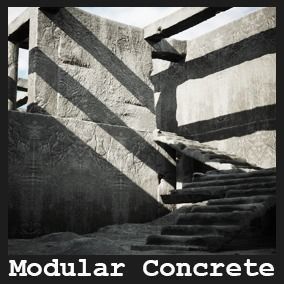 Modular Concrete Pack 10 Assets Low-poly 3D model_1