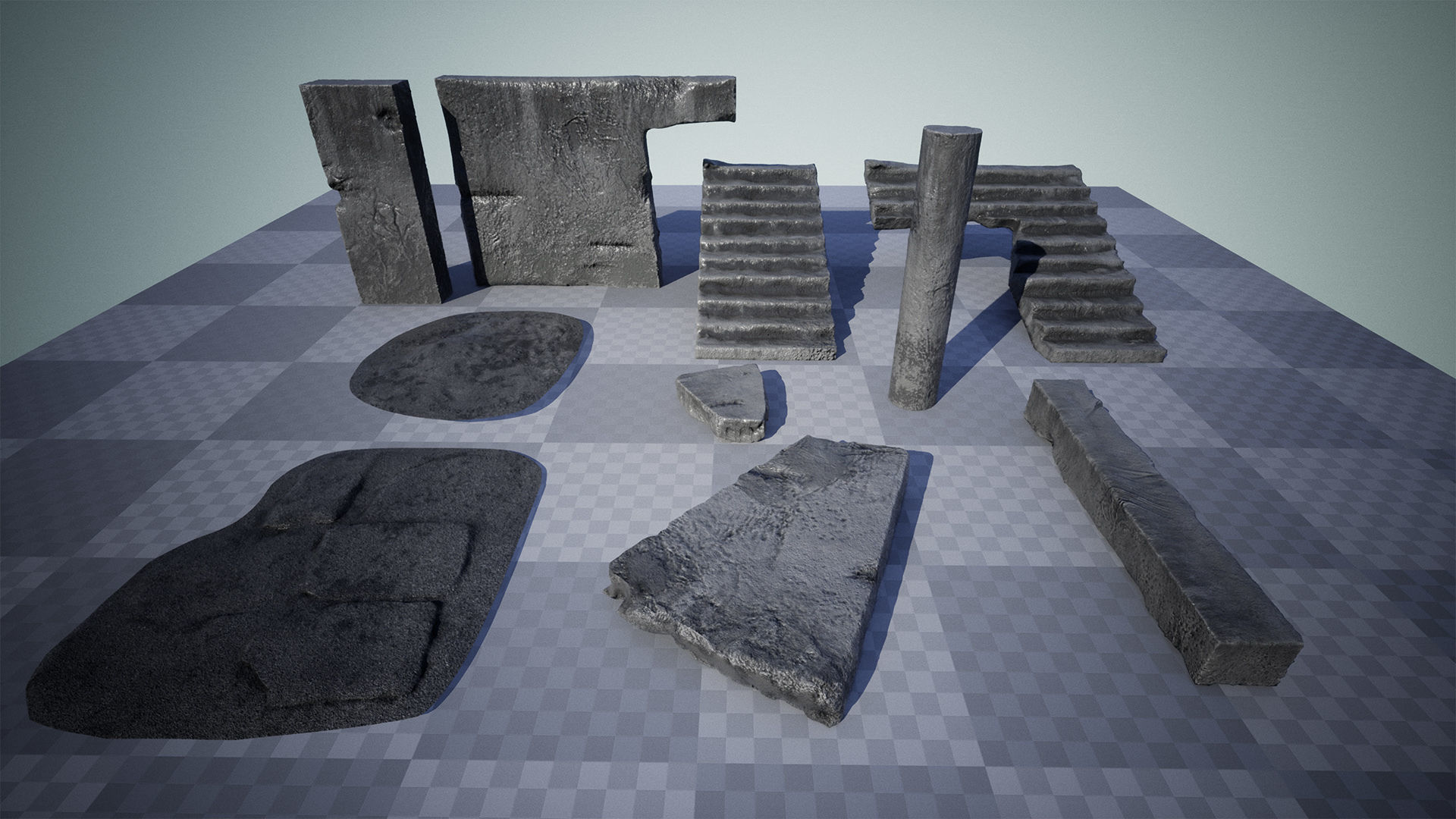 Modular Concrete Pack 10 Assets Low-poly 3D model_8