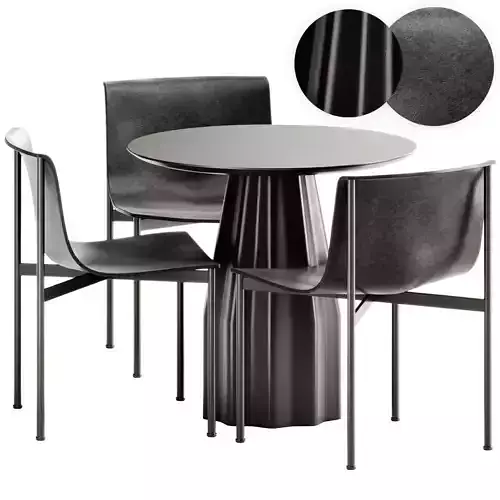 Burin Table D80 by Viccarbe and Ombra Leather chair by Lema