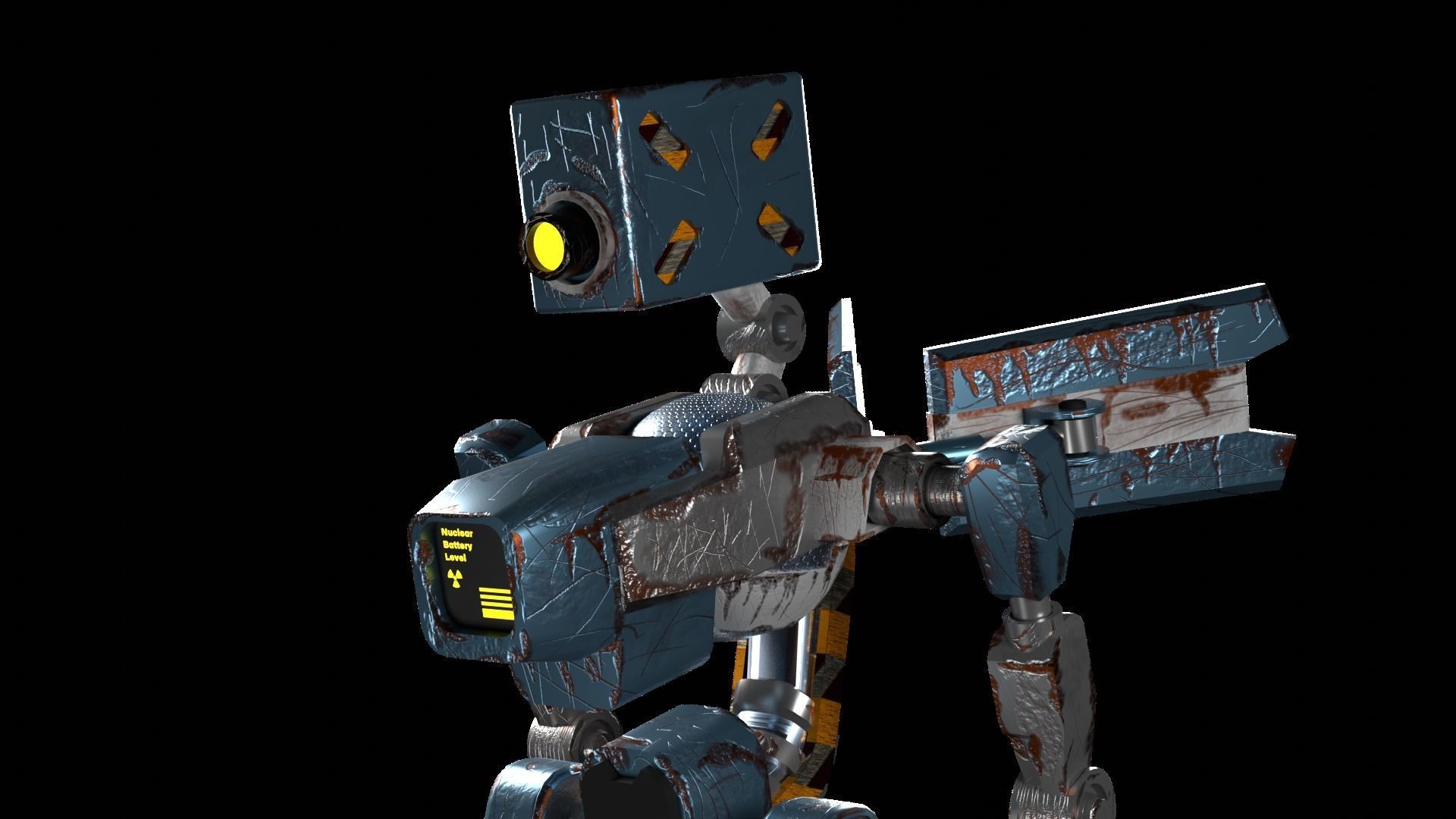 Rigged old robot 3D model Low-poly 3D model_1