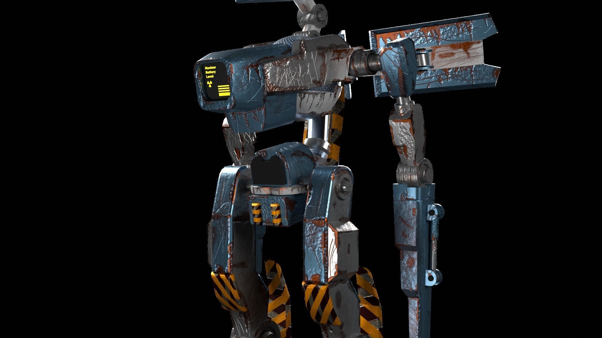 Rigged old robot 3D model Low-poly 3D model_2