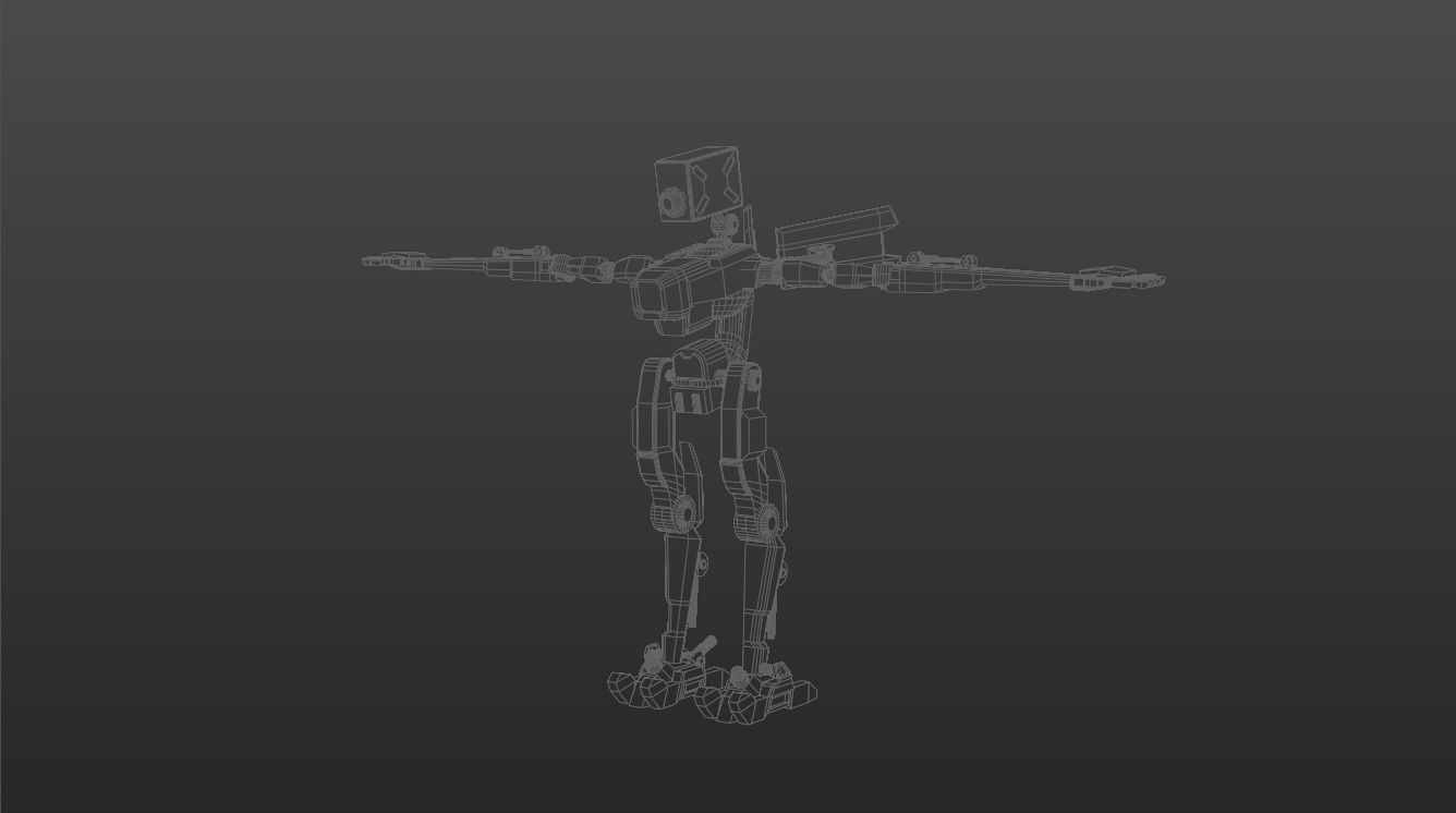 Rigged old robot 3D model Low-poly 3D model_9