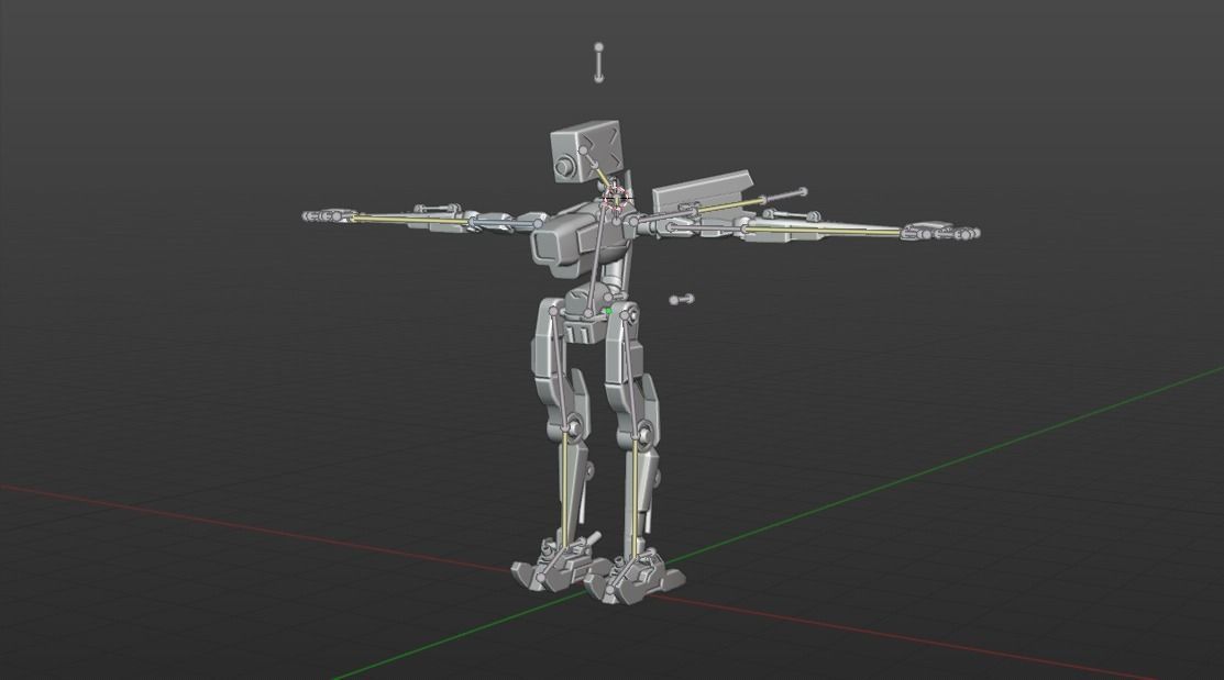 Rigged old robot 3D model Low-poly 3D model_6