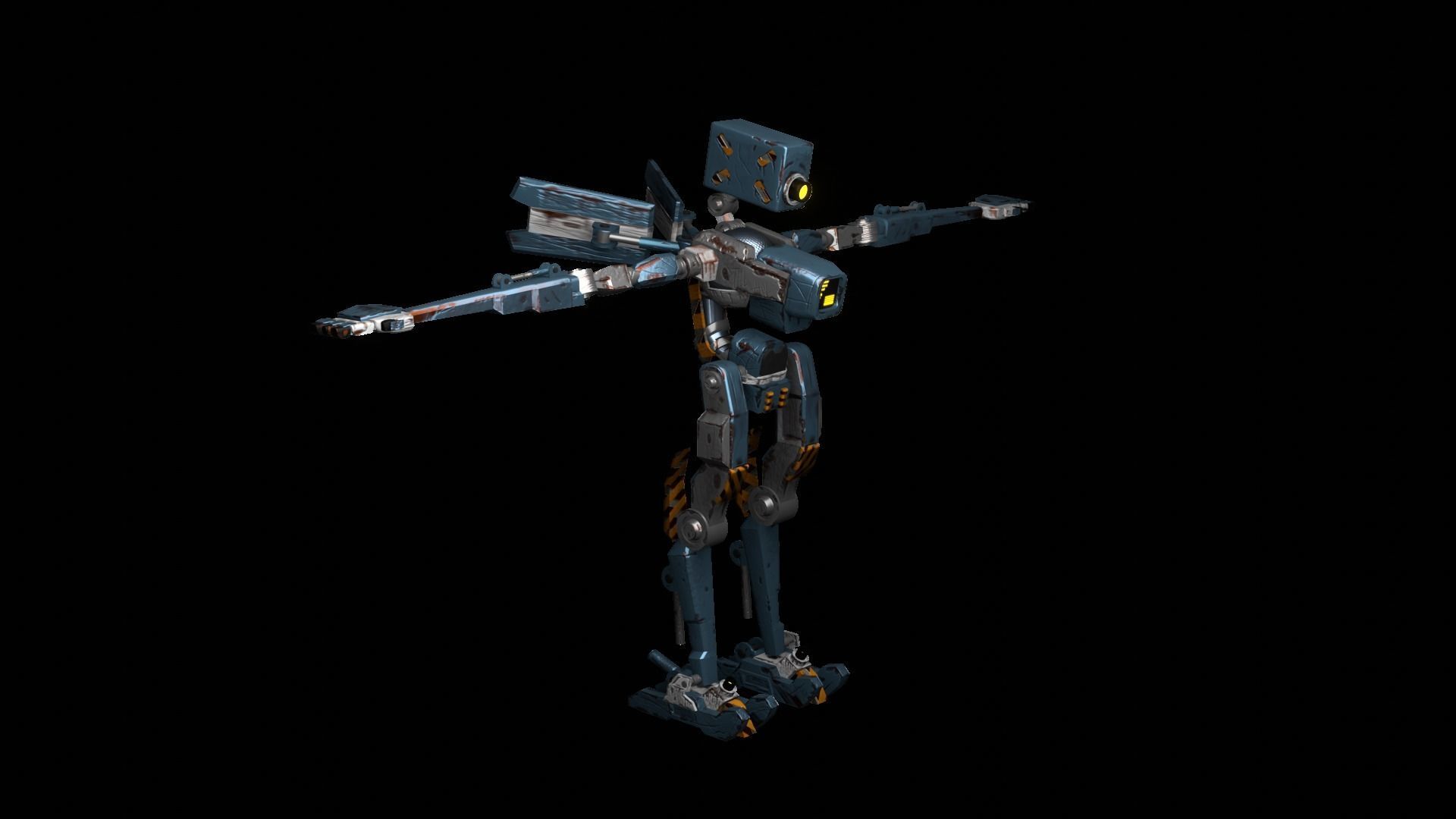 Rigged old robot 3D model Low-poly 3D model_5