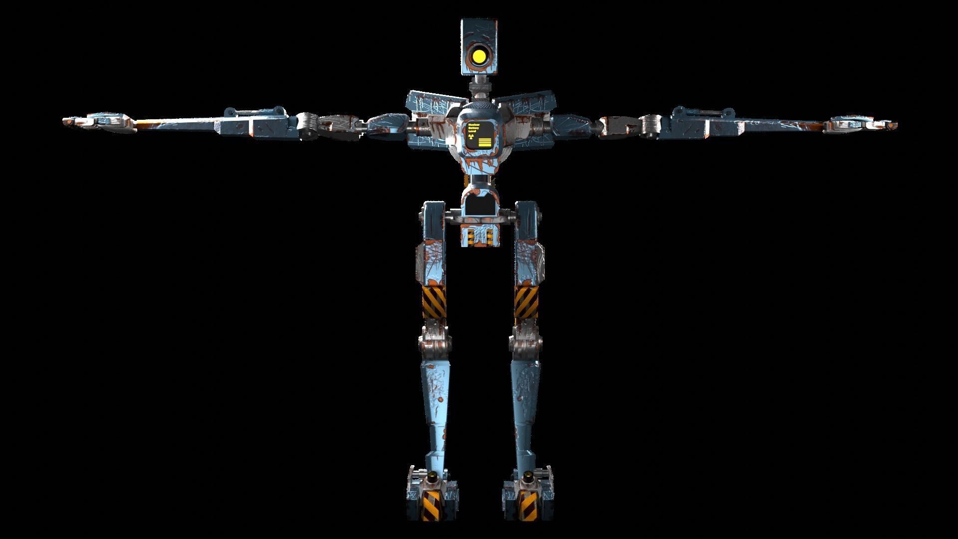 Rigged old robot 3D model Low-poly 3D model_4