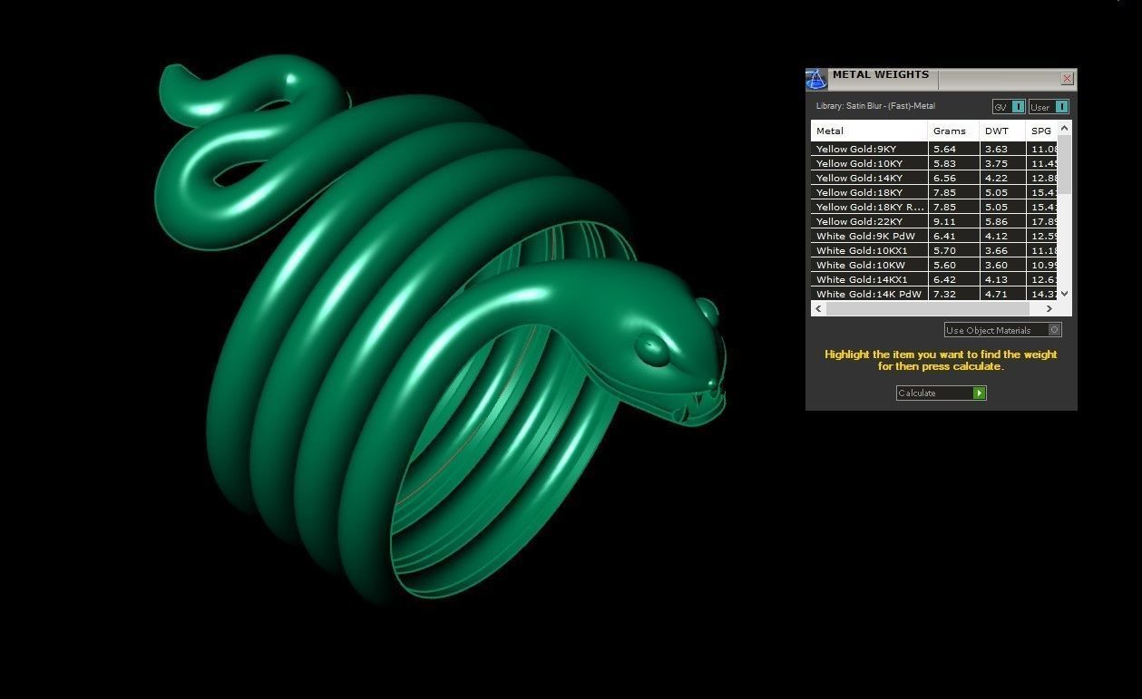 Small Snake Ring only gold ANM 17 3D print model_1