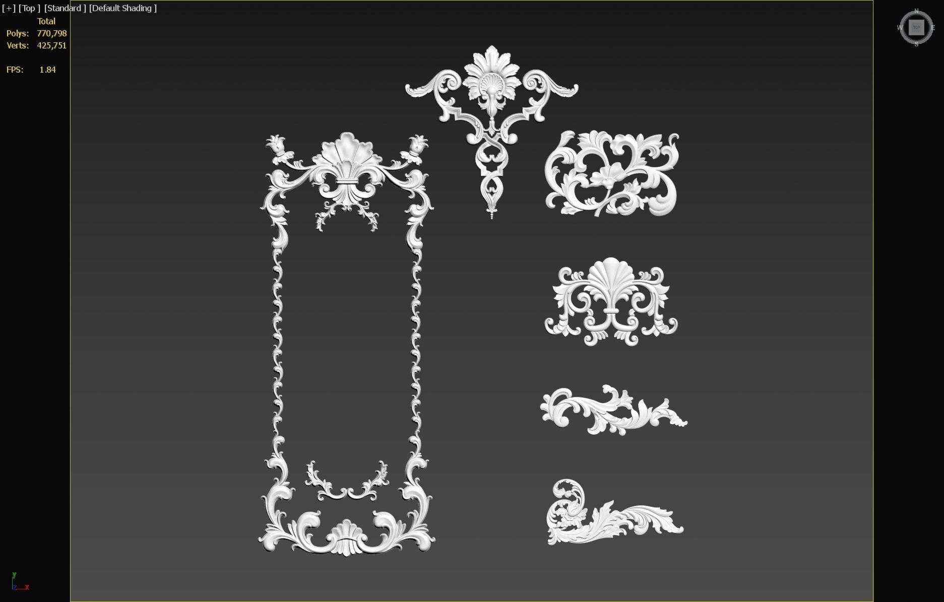free 6 ornamental classic decoration 3d model kitbash vol 29 Free 3D model_8