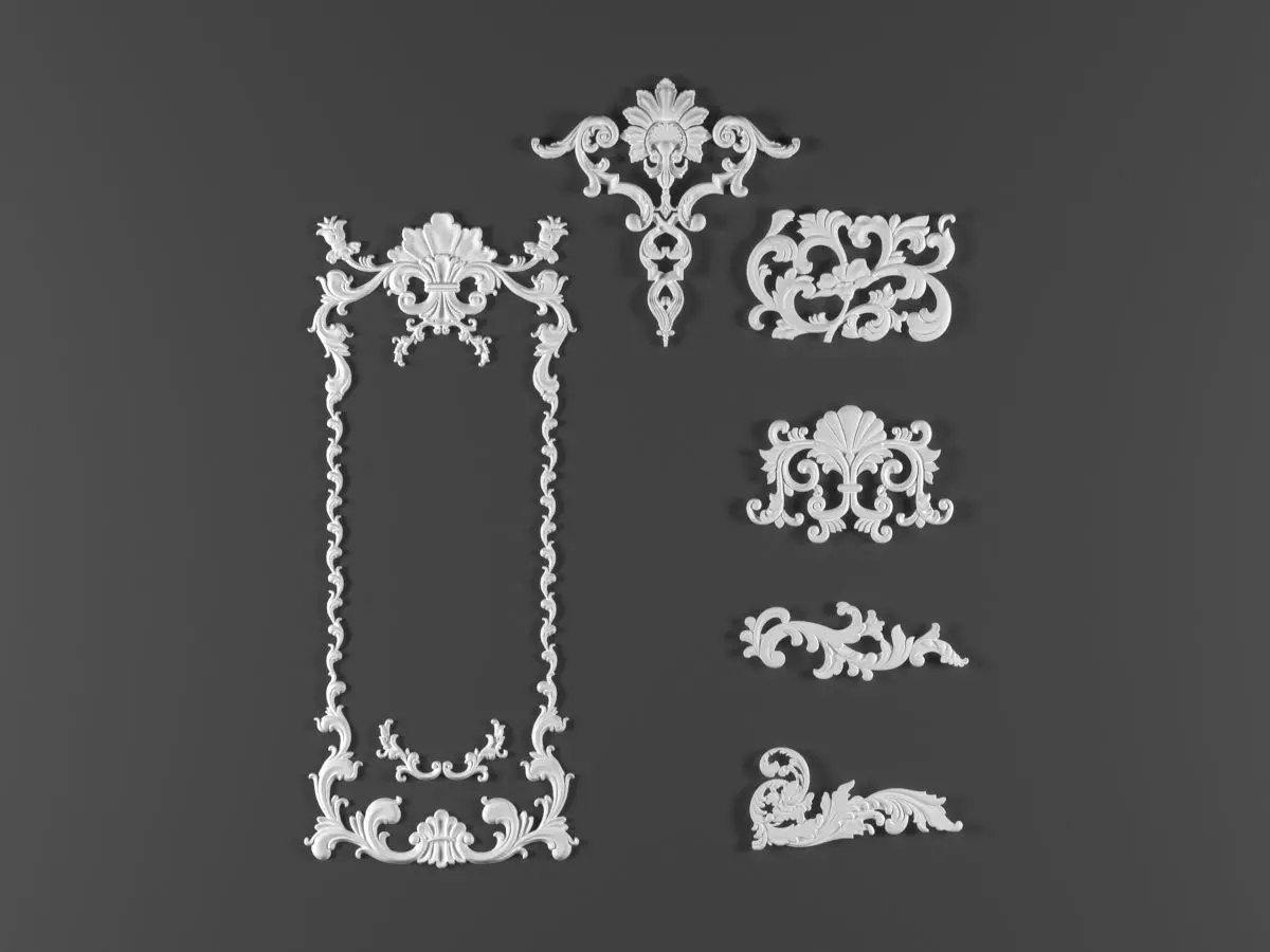 free 6 ornamental classic decoration 3d model kitbash vol 29 Free 3D model_0