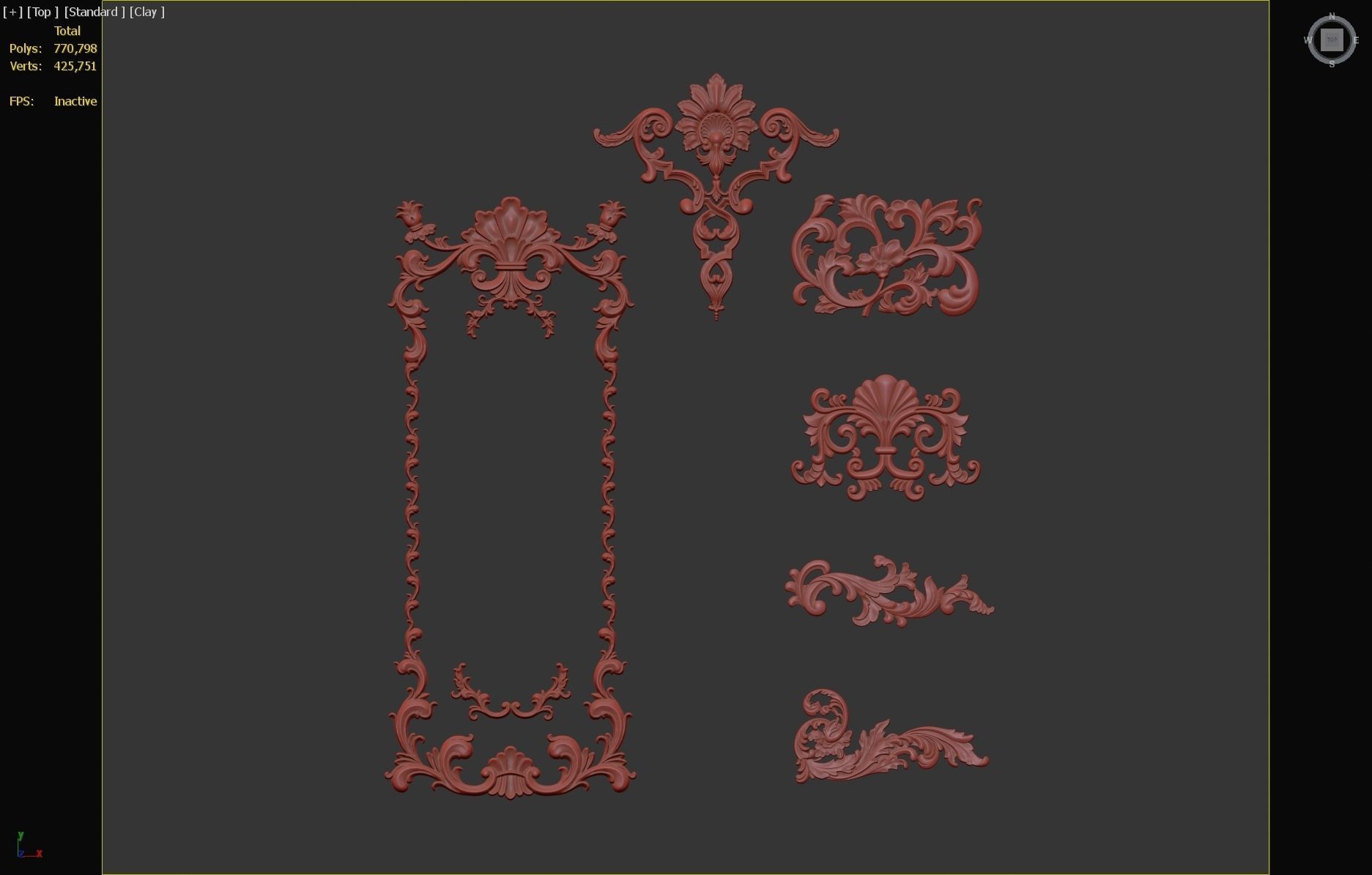 free 6 ornamental classic decoration 3d model kitbash vol 29 Free 3D model_7
