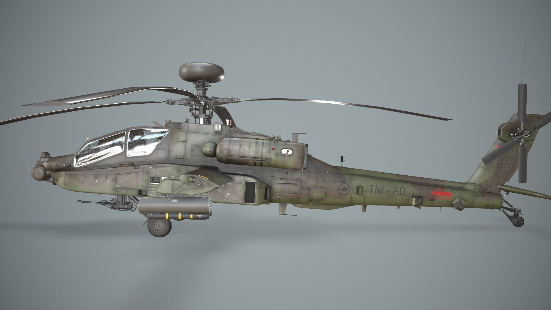 Apache AH-64E Guardian Indonesia Complex Animation Low-poly 3D model_4