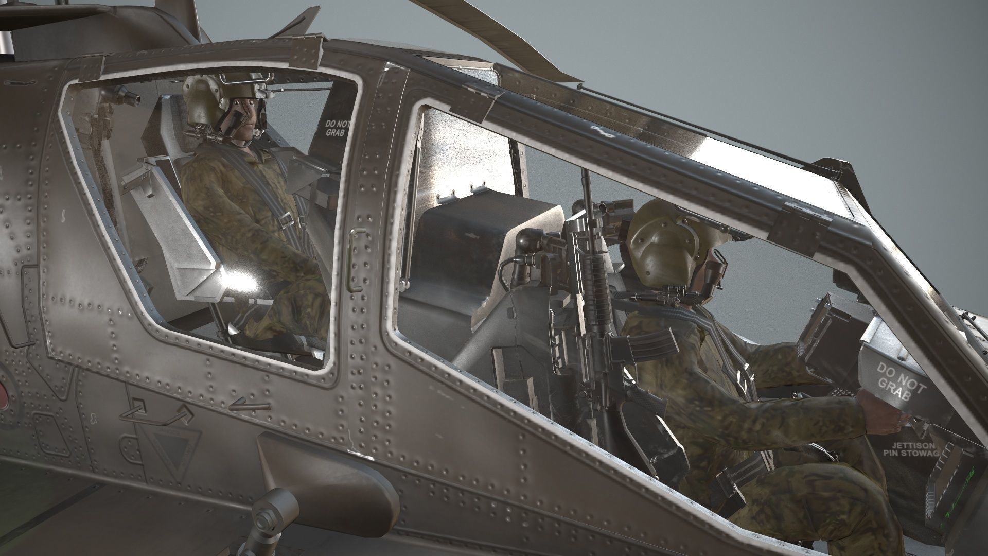 Apache AH-64E Guardian Indonesia Complex Animation Low-poly 3D model_14