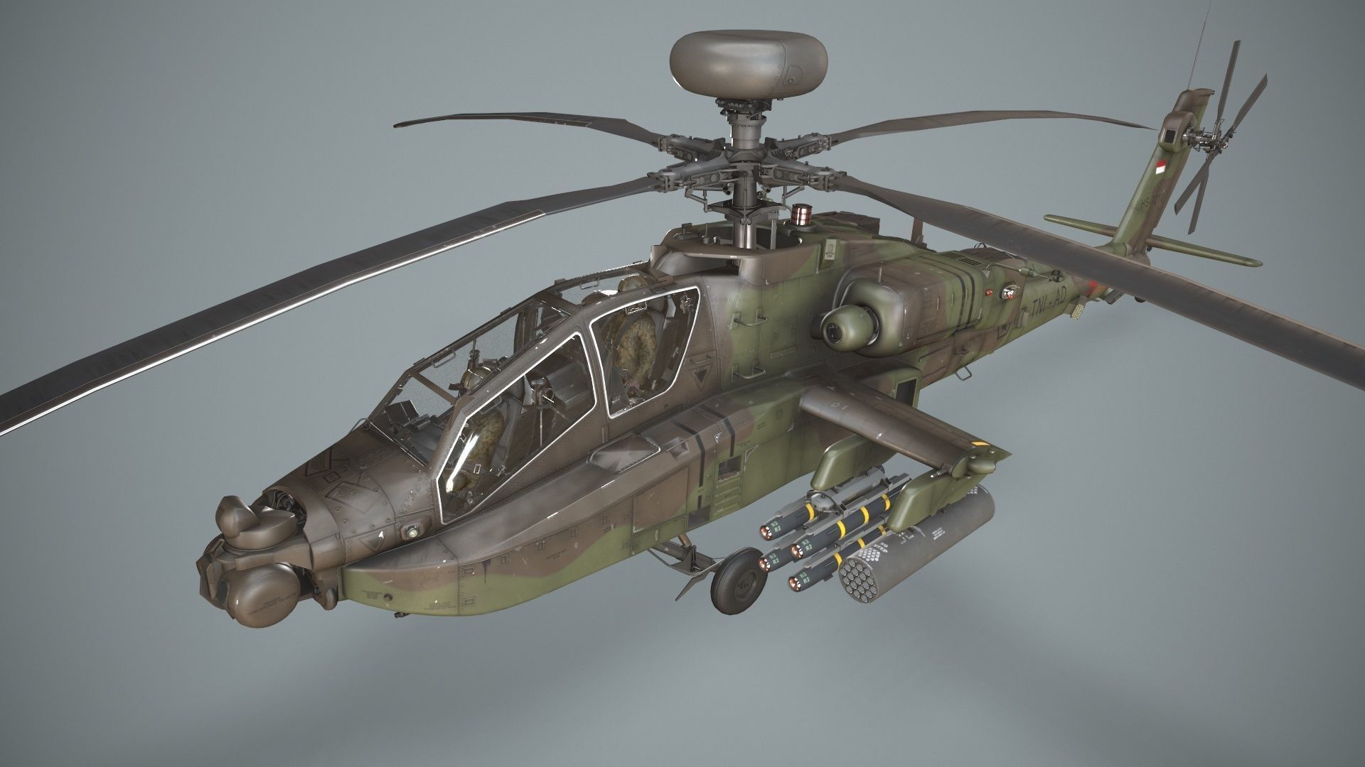 Apache AH-64E Guardian Indonesia Complex Animation Low-poly 3D model_3