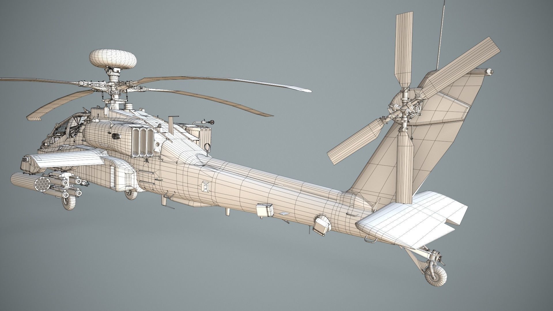 Apache AH-64E Guardian Indonesia Complex Animation Low-poly 3D model_23
