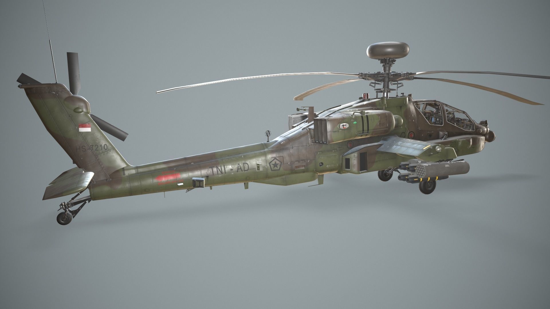 Apache AH-64E Guardian Indonesia Complex Animation Low-poly 3D model_6