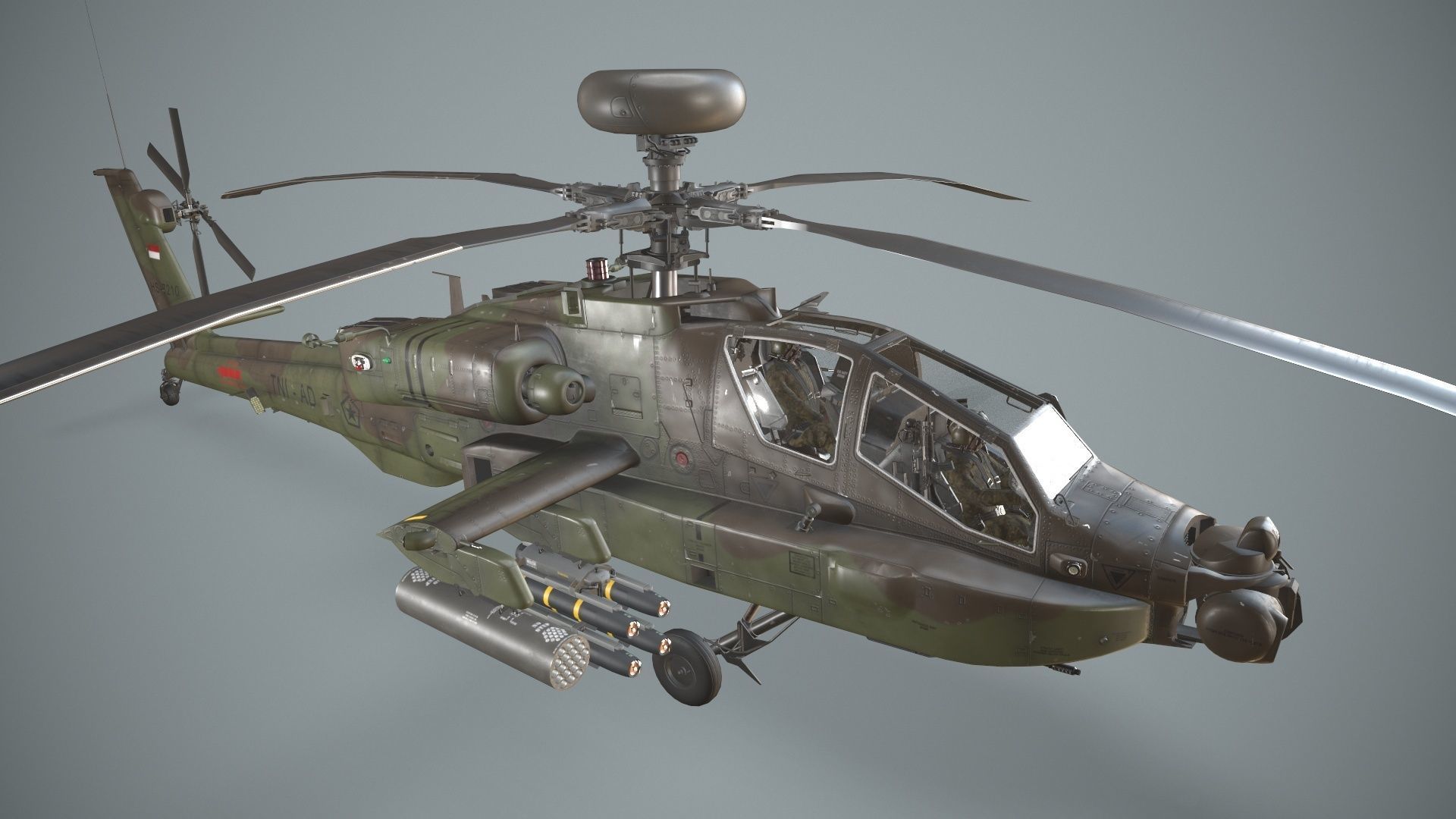 Apache AH-64E Guardian Indonesia Complex Animation Low-poly 3D model_7