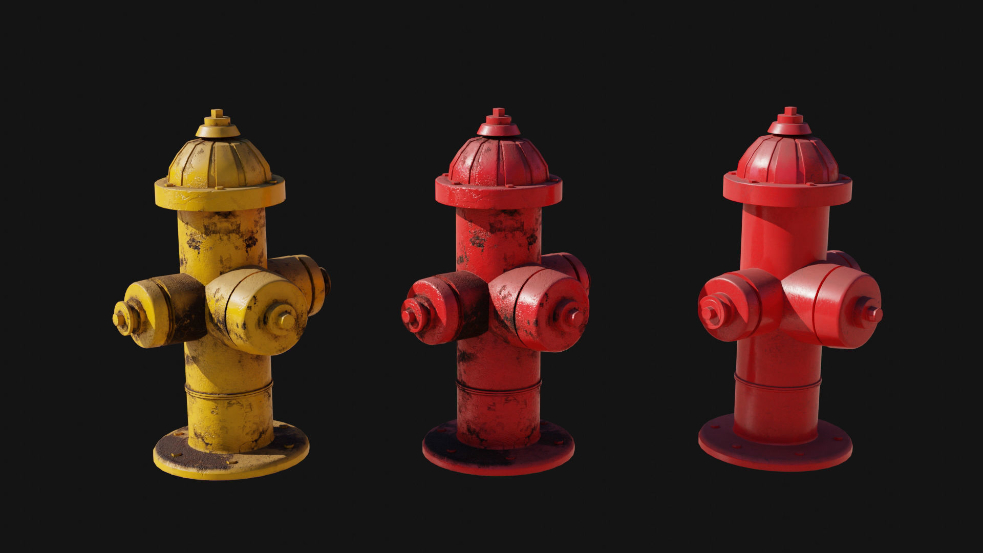Low-Poly Hydrant Collection by Nikdox Low-poly 3D model_3