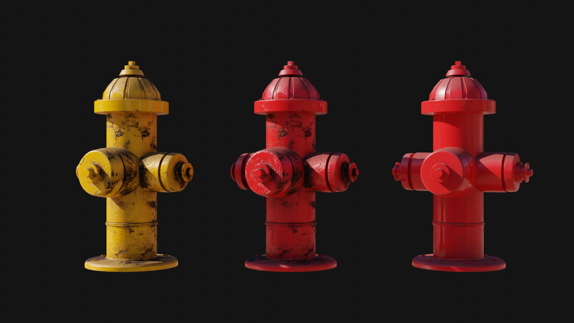 Low-Poly Hydrant Collection by Nikdox Low-poly 3D model_2