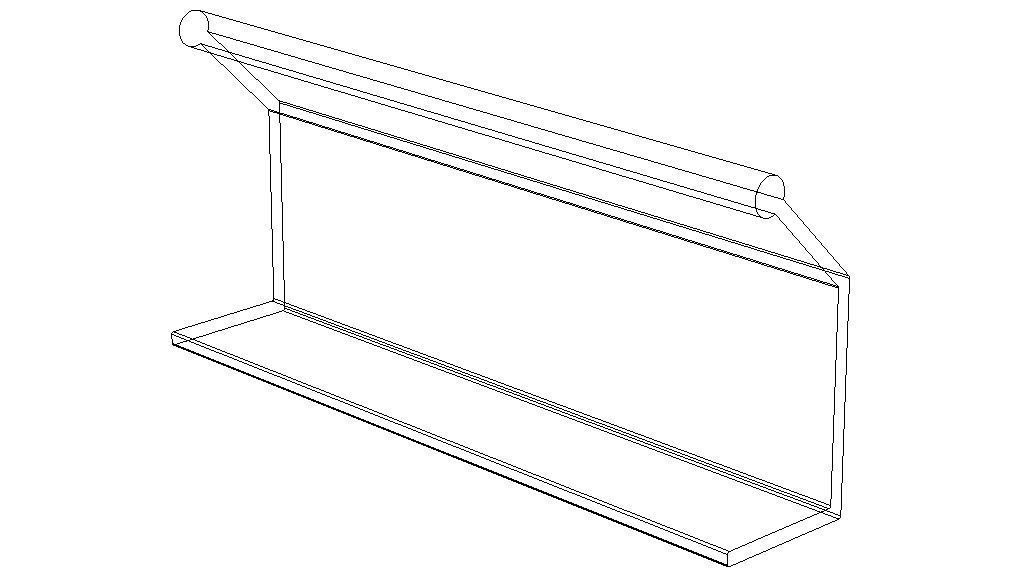 Aluminum Extruded Black Pull Handle MOD AL-08ft Low-poly 3D model_4