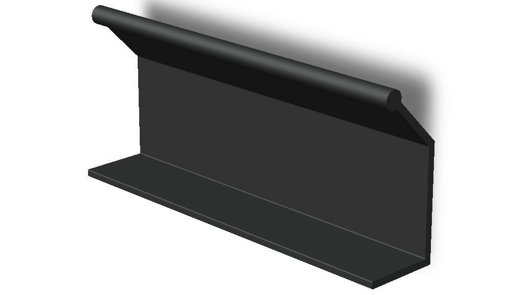 Aluminum Extruded Black Pull Handle MOD AL-08ft Low-poly 3D model_5