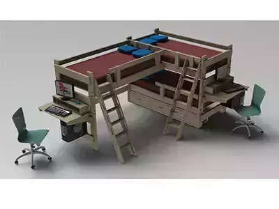 Twin bed with stairs desk pc  and chair