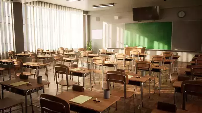 Classroom Environment 40 Assets Low-poly 3D model