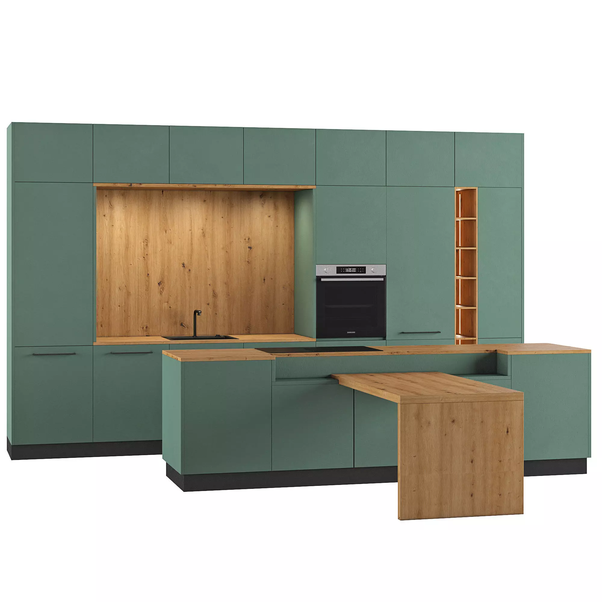 Kitchen 02 Manhattan Uni Black Green 3D model
