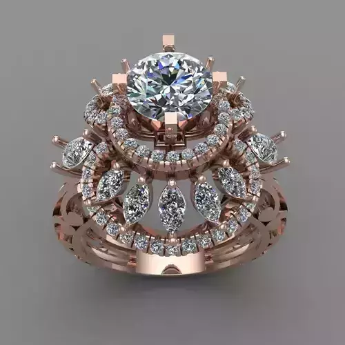 Luxery Rose Gold Women Diamond Ring 3D print model 3D print model