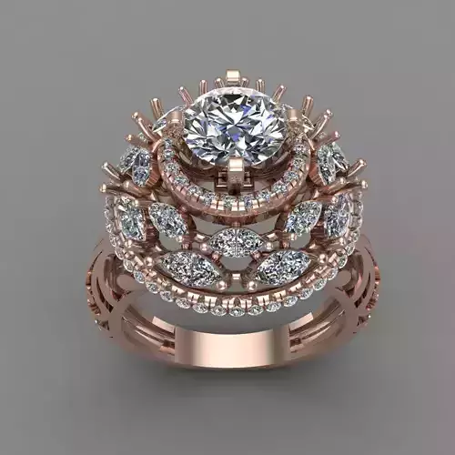 Luxery Rose Gold Women Diamond Ring 3D print model 3D print model
