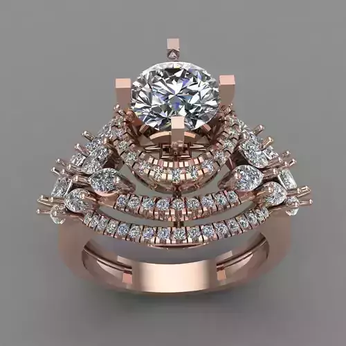 Luxery Rose Gold Women Diamond Ring 3D print model 3D print model