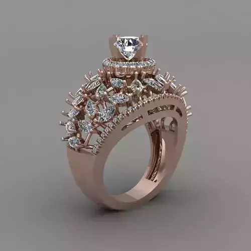 Luxery Rose Gold Women Diamond Ring 3D print model 3D print model