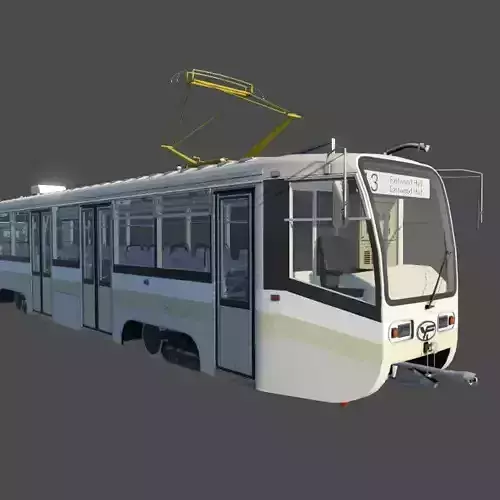 KTM-19 Tram Low-poly 3D model