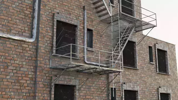 Exterior wall staircase