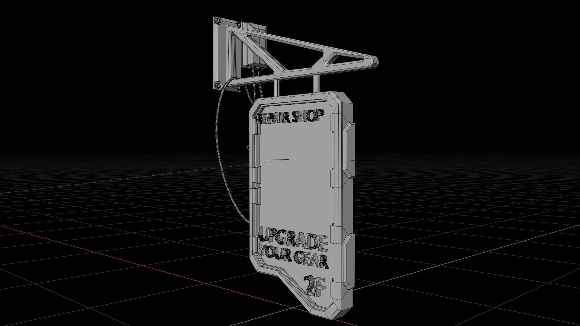 SciFi Cyberpunk Sign001 Low-poly 3D model_5
