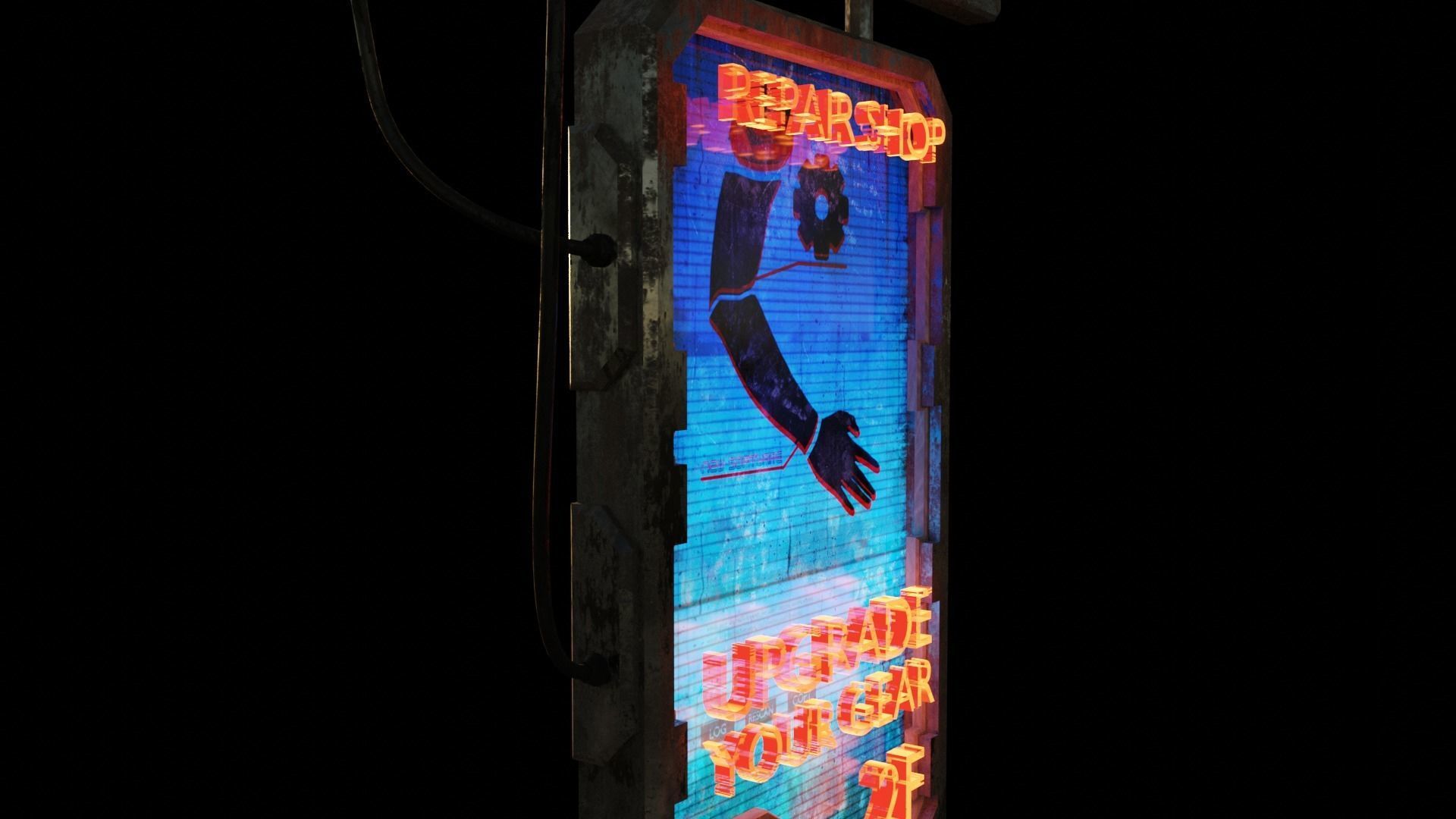 SciFi Cyberpunk Sign001 Low-poly 3D model_4