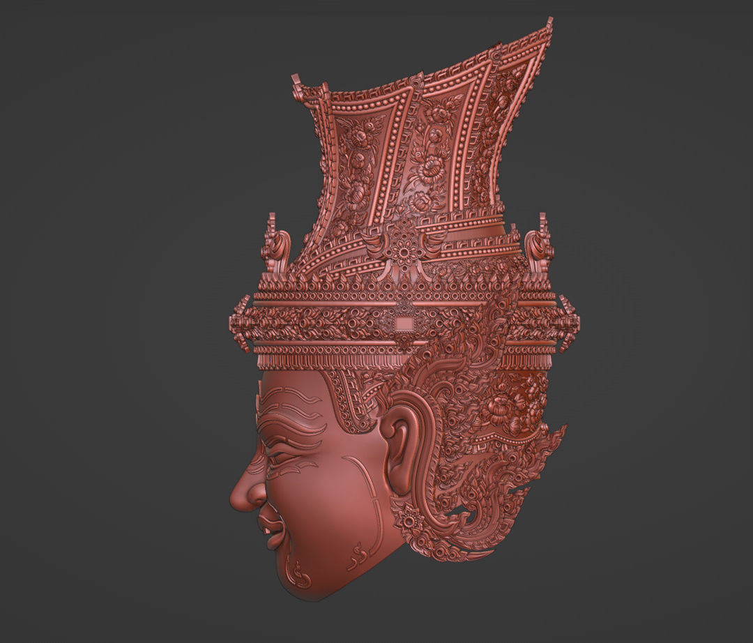 Thai Art  Khon Mask 3d sculpture 3D print model_3