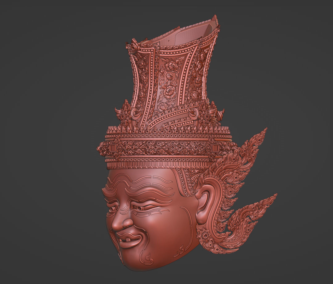 Thai Art  Khon Mask 3d sculpture 3D print model_1