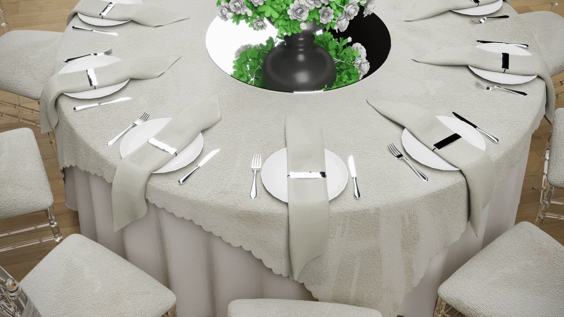 Wedding Dinner Table 3D model_2