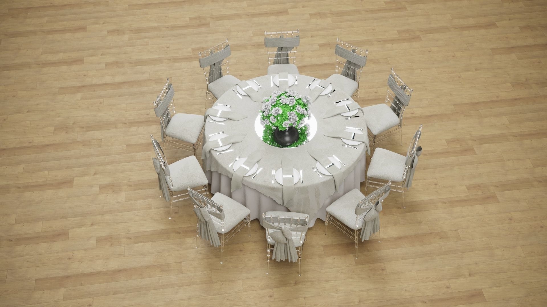 Wedding Dinner Table 3D model_3