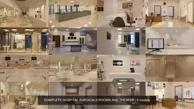 COMPLETE HOSPITAL SURGICALS ROOMS AND THEATER 3D Model Collection