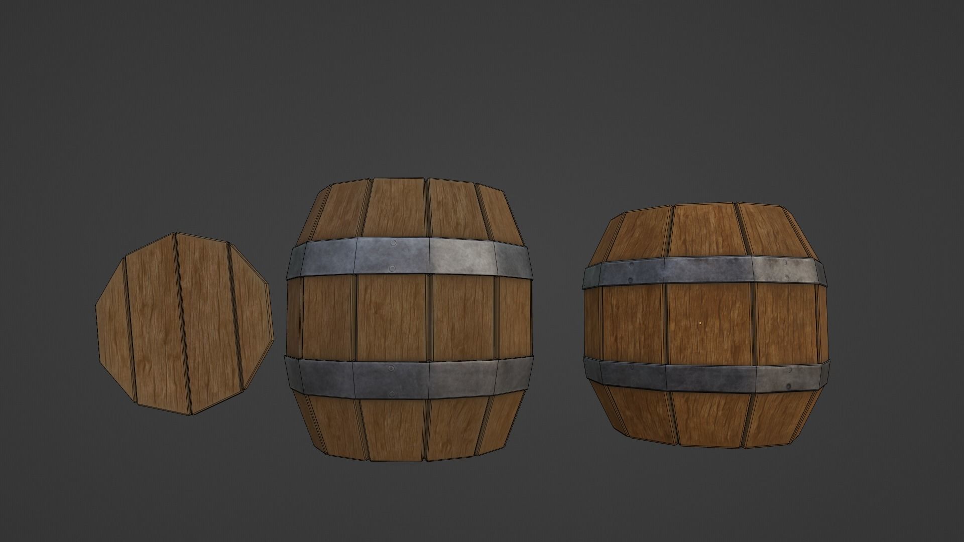 Wooden Barrel Pack Free low-poly 3D model_7