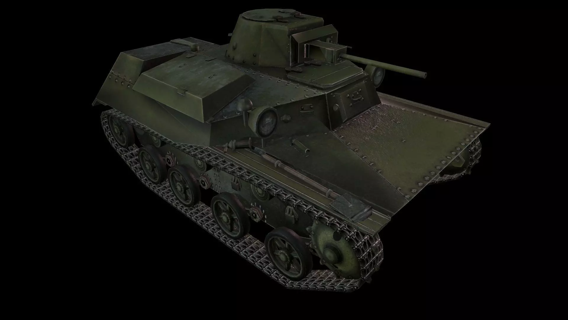 t-30 light tank Low-poly 3D model_0
