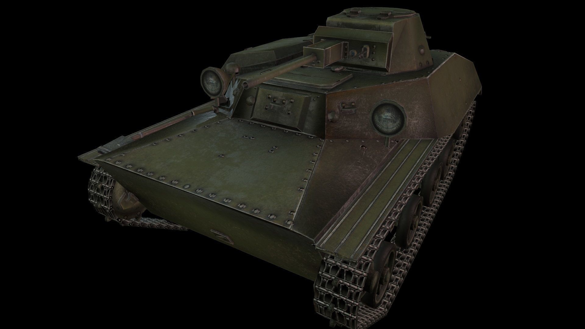 t-30 light tank Low-poly 3D model_8