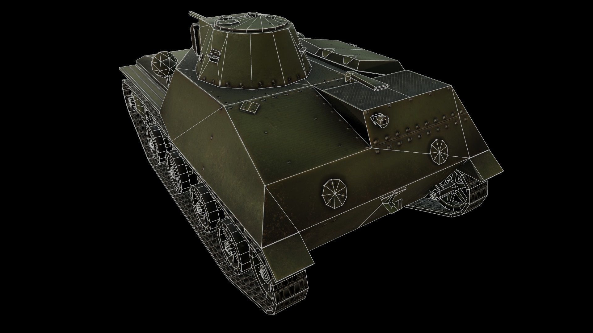 t-30 light tank Low-poly 3D model_4