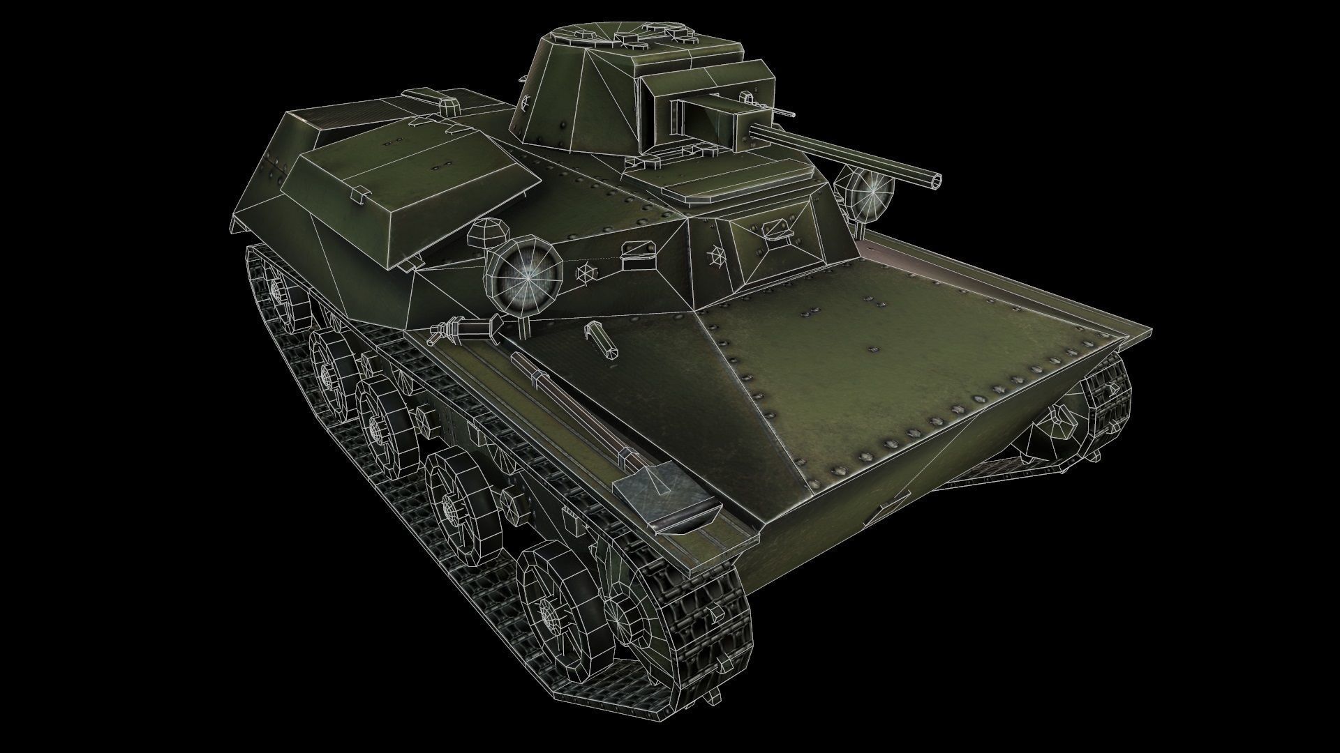 t-30 light tank Low-poly 3D model_3