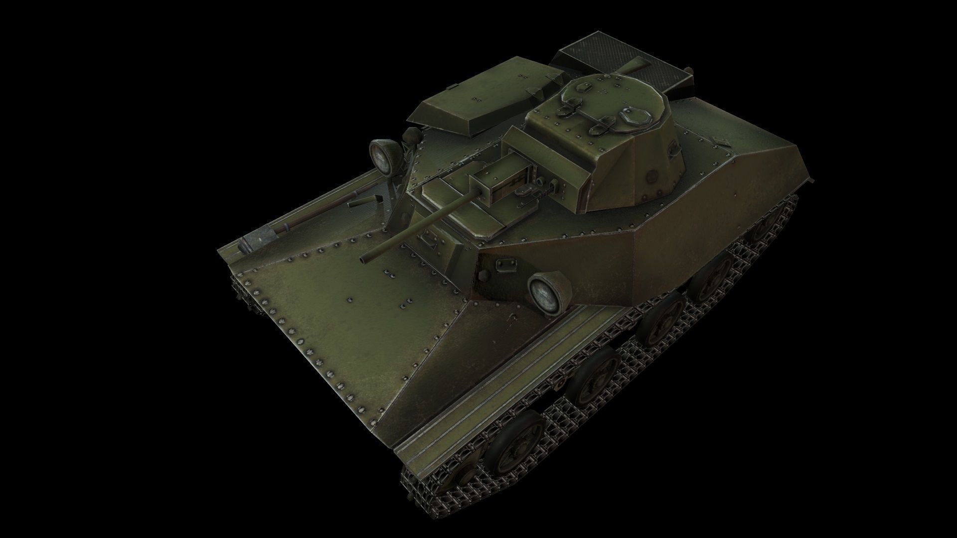 t-30 light tank Low-poly 3D model_7
