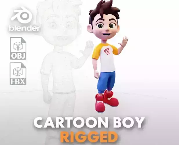 Boy - cartoon character rigged 3d model for Blender
