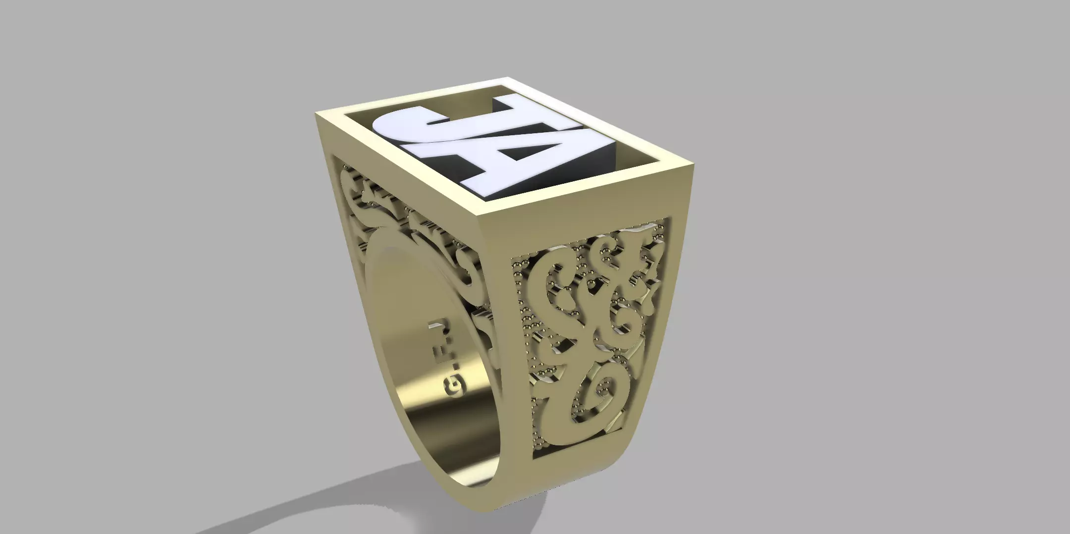 patterned blank initial ring 3D print model