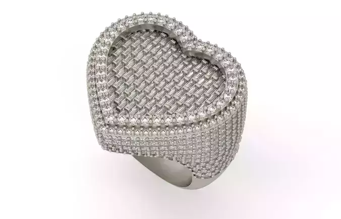 Big Heart with baguetes Ring  3D print model